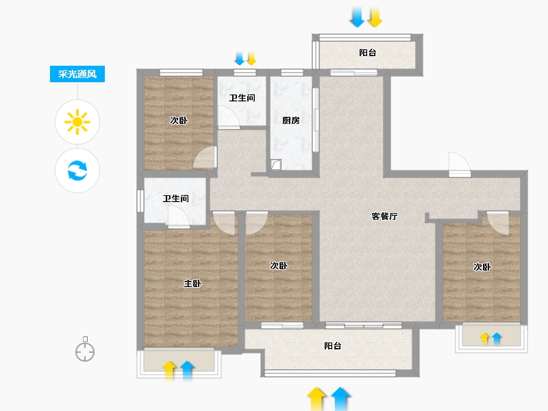 陕西省-延安市-伴山樾谷·芳菲里-109.23-户型库-采光通风