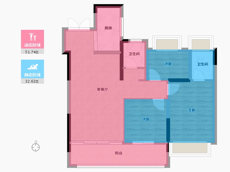 陕西省-延安市-翡翠云锦-75.27-户型库-动静分区