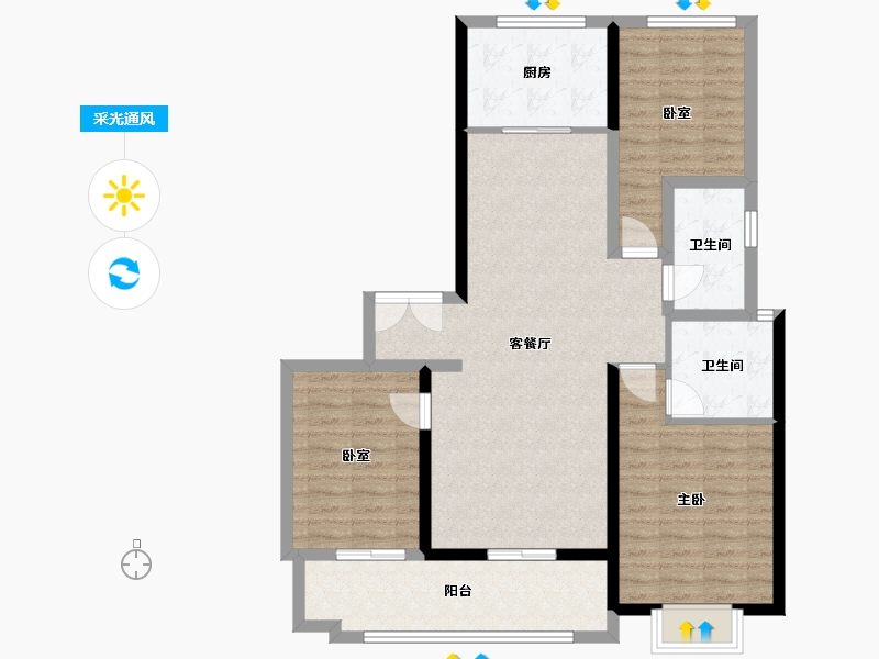 山西省-临汾市-玉秀湾·紫宸-99.41-户型库-采光通风