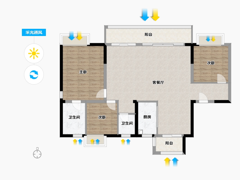 福建省-福州市-平潭鲁能公馆D区-126.00-户型库-采光通风