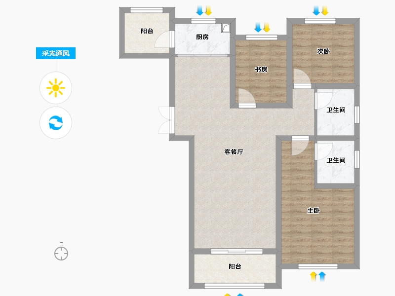 河南省-新乡市-凤湖梧桐湾-94.42-户型库-采光通风