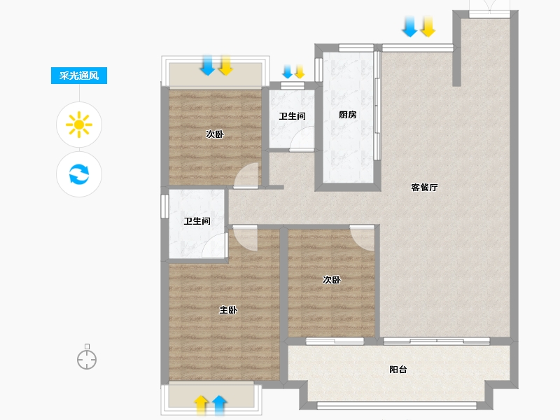 河南省-南阳市-建业公园里-108.80-户型库-采光通风