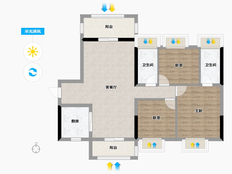 广西壮族自治区-崇左市-凭祥碧桂园-90.00-户型库-采光通风