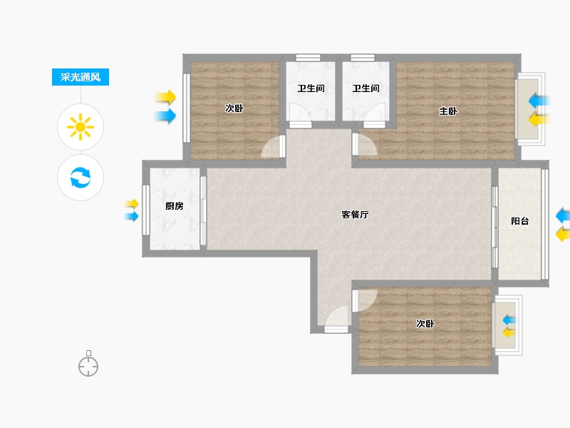 山西省-运城市-锦绣佳苑-101.60-户型库-采光通风