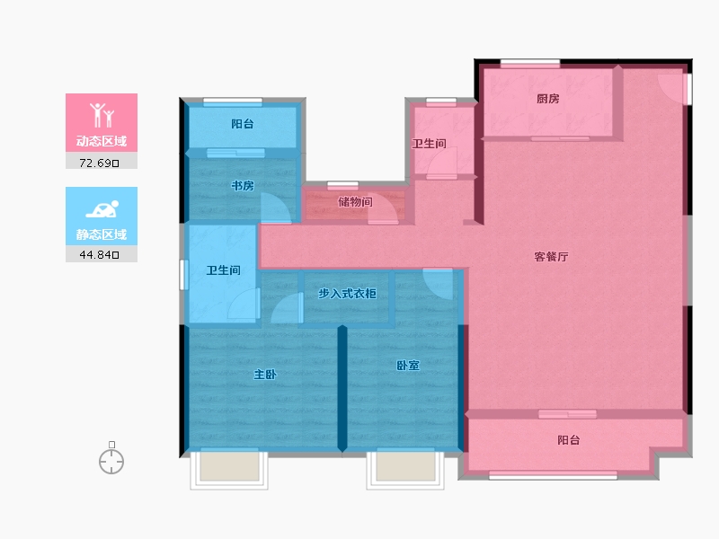 陕西省-西安市-华发·利君｜都荟城央-104.73-户型库-动静分区