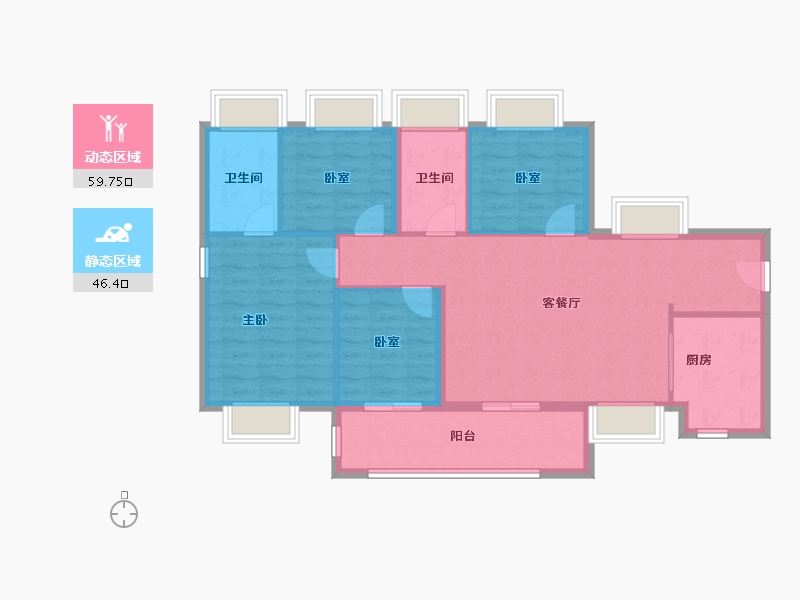 广东省-深圳市-万丰海岸城瀚府二期-96.00-户型库-动静分区