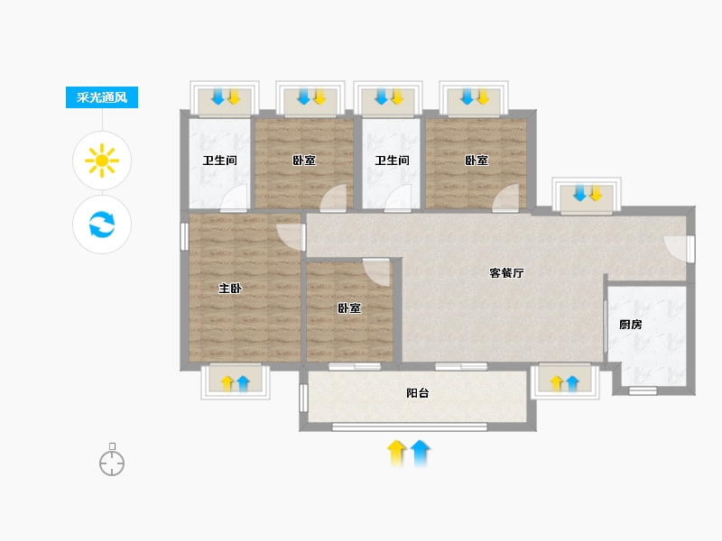 广东省-深圳市-万丰海岸城瀚府二期-96.00-户型库-采光通风