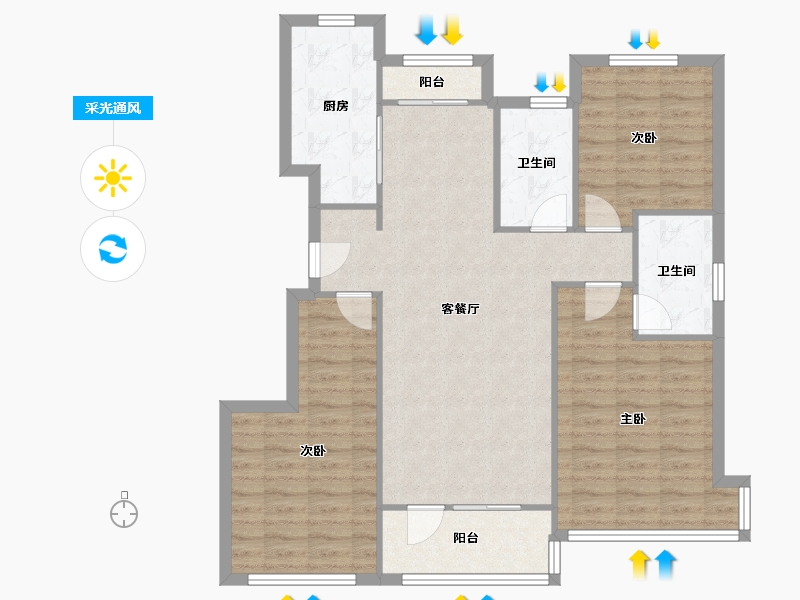 山东省-青岛市-灵山湾壹号-97.08-户型库-采光通风