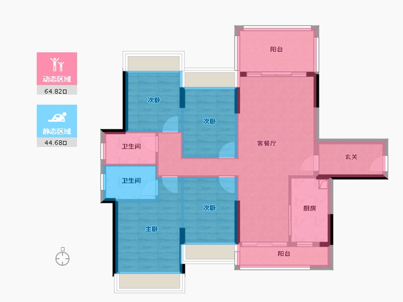 广东省-肇庆市-富雅蓝湾-97.88-户型库-动静分区