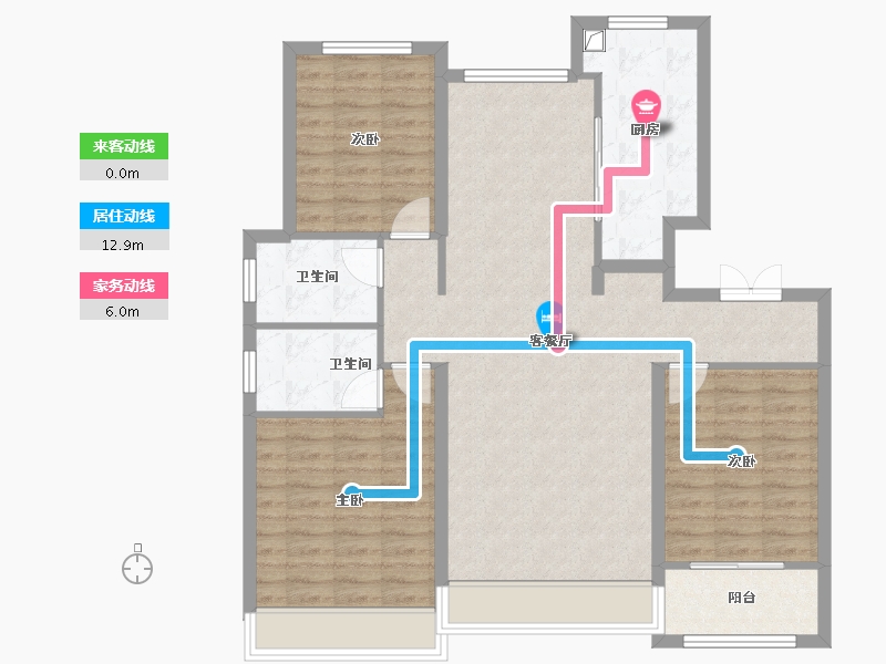 山东省-东营市-众成公园华著-104.07-户型库-动静线