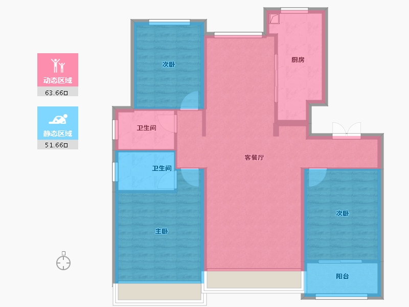 山东省-东营市-众成公园华著-104.07-户型库-动静分区