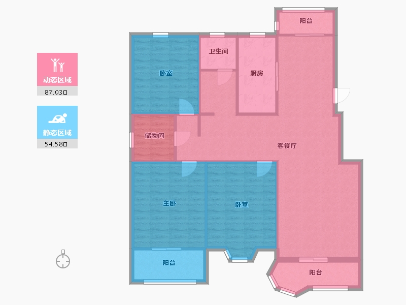 江苏省-南京市-海明珠花园-122.80-户型库-动静分区