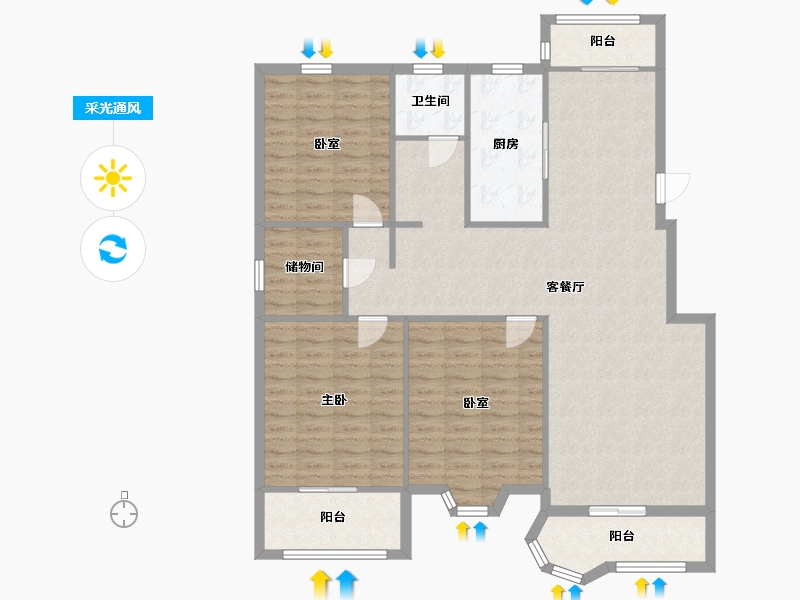 江苏省-南京市-海明珠花园-122.80-户型库-采光通风