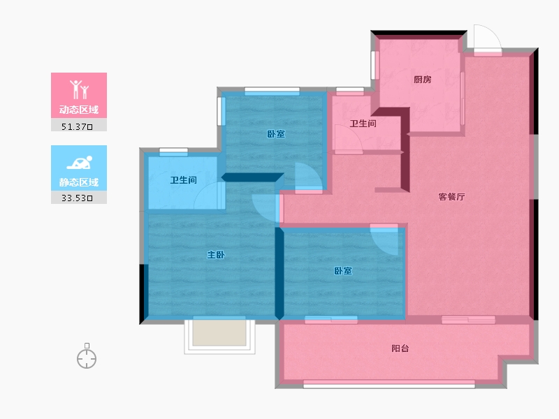 安徽省-合肥市-紫云湖TOD年华云湖-74.71-户型库-动静分区