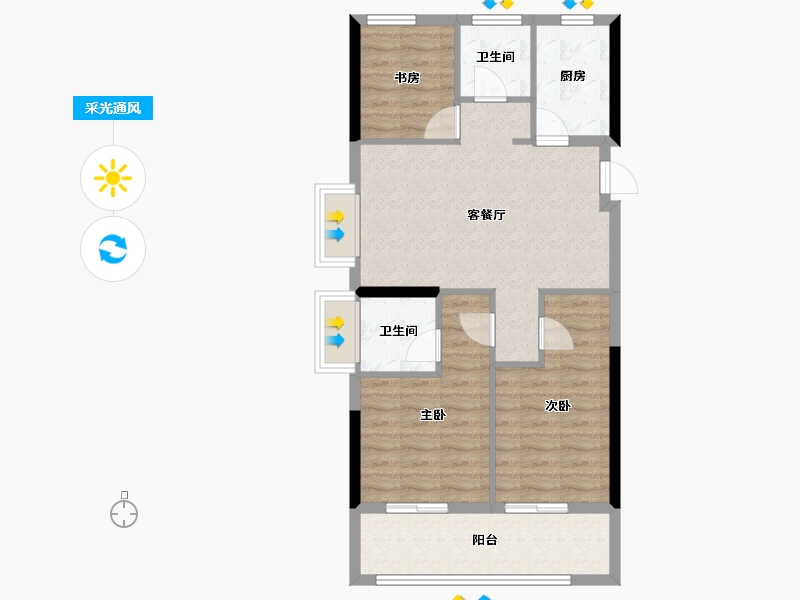 浙江省-嘉兴市-花语璟庭&百花璟里-75.58-户型库-采光通风