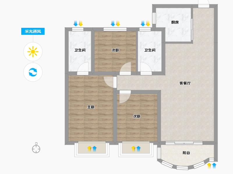 河北省-邯郸市-银河御府-96.00-户型库-采光通风