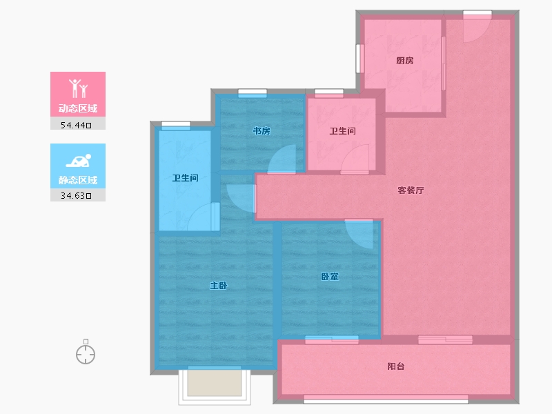 浙江省-杭州市-朝仕轩(共有产权)-79.67-户型库-动静分区