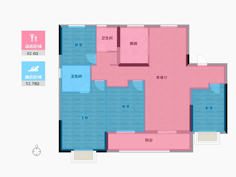 浙江省-宁波市-保利·朗玥华章-104.27-户型库-动静分区