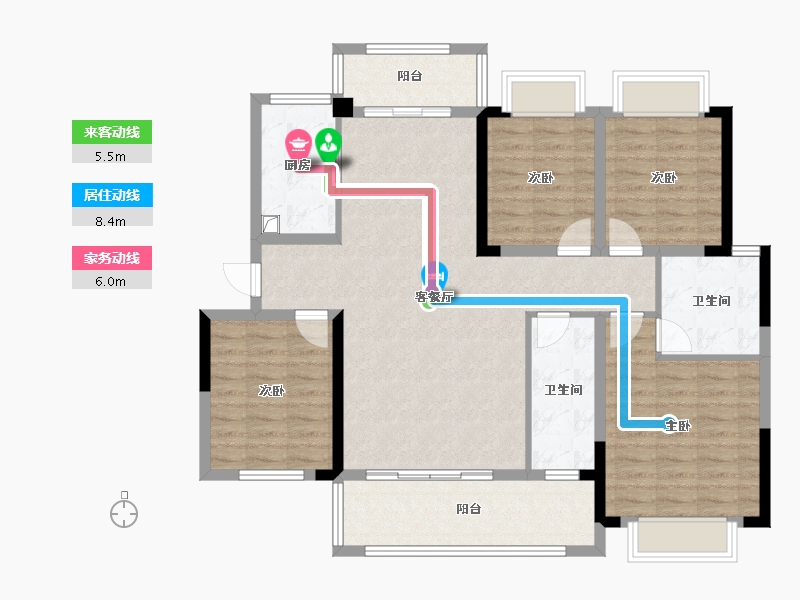 湖南省-长沙市-祥龙御苑-130.00-户型库-动静线