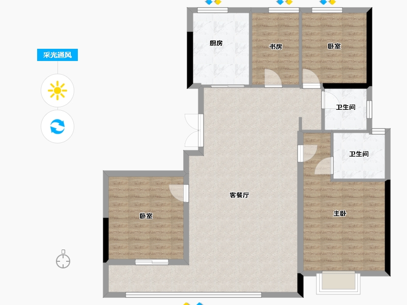 浙江省-宁波市-绿城晓风印翠-116.77-户型库-采光通风