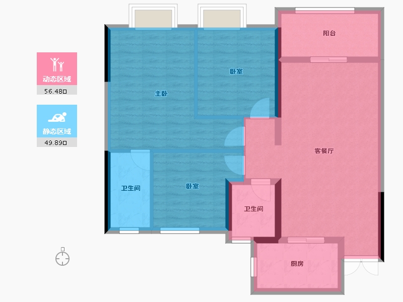 陕西省-商洛市-惠达书香华府-96.00-户型库-动静分区