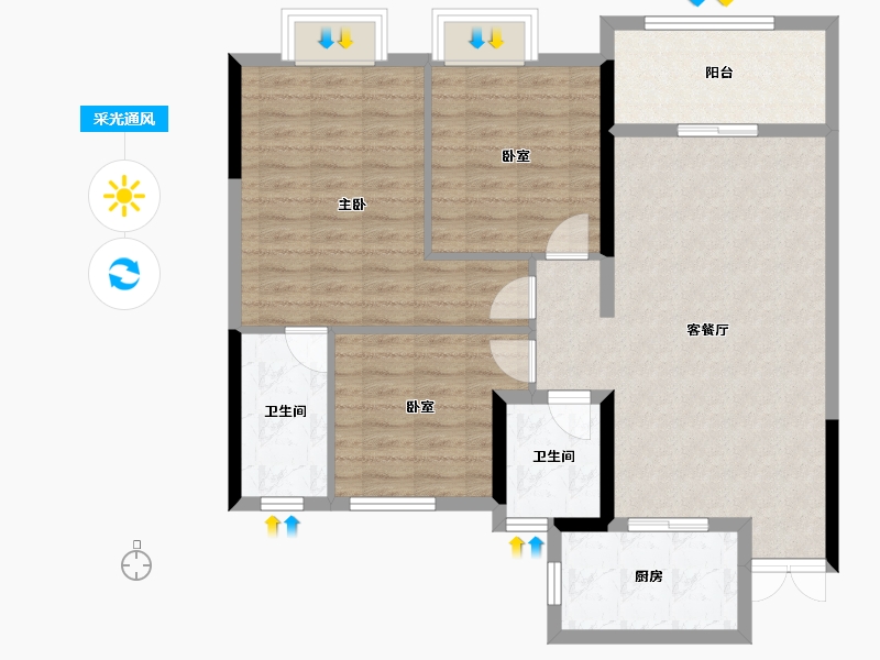 陕西省-商洛市-惠达书香华府-96.00-户型库-采光通风