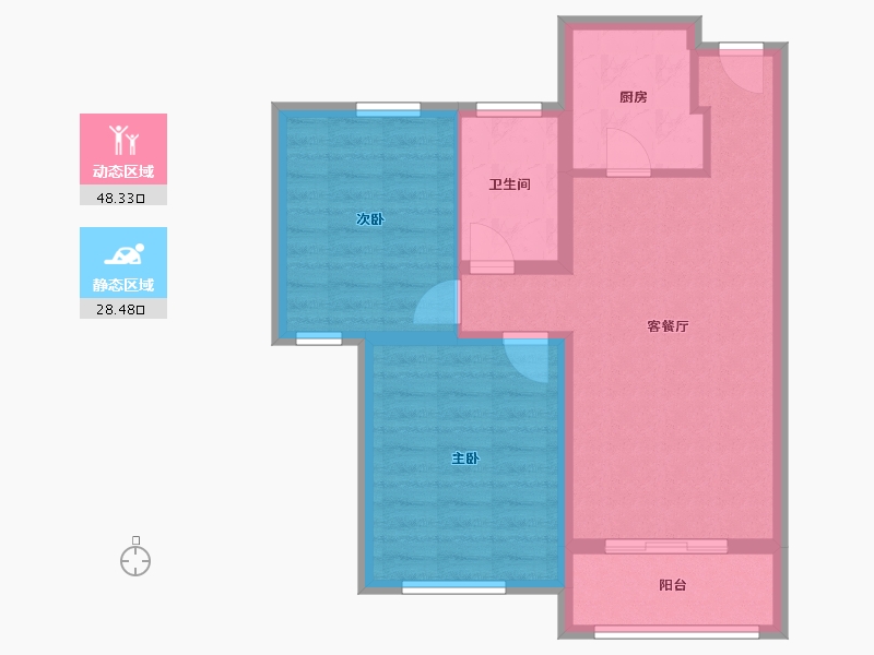 山东省-济南市-西彩六合佳苑-75.20-户型库-动静分区