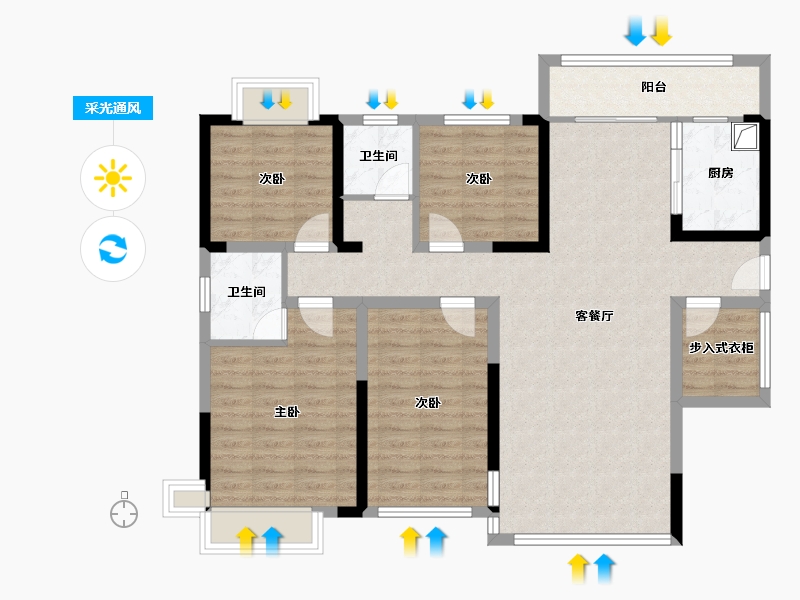 湖南省-岳阳市-西湖首府-118.40-户型库-采光通风