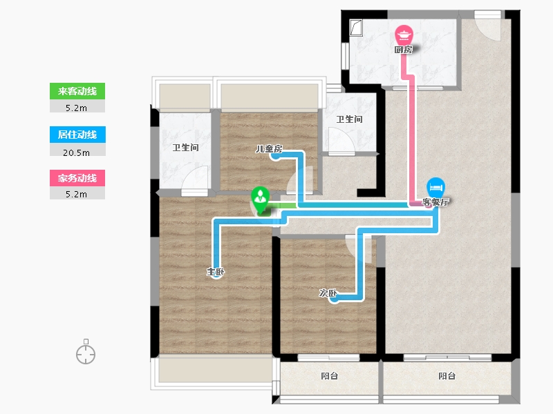 海南省-海口市-吉祥7号-91.73-户型库-动静线