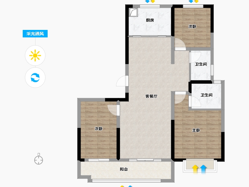 山东省-济南市-星空喜悦府-104.00-户型库-采光通风