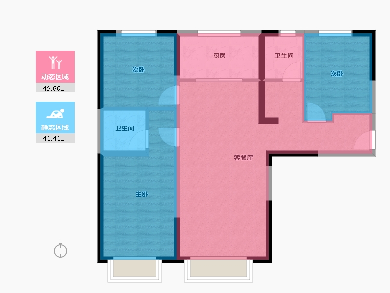 新疆维吾尔自治区-乌鲁木齐市-德泰·南湖居-81.46-户型库-动静分区