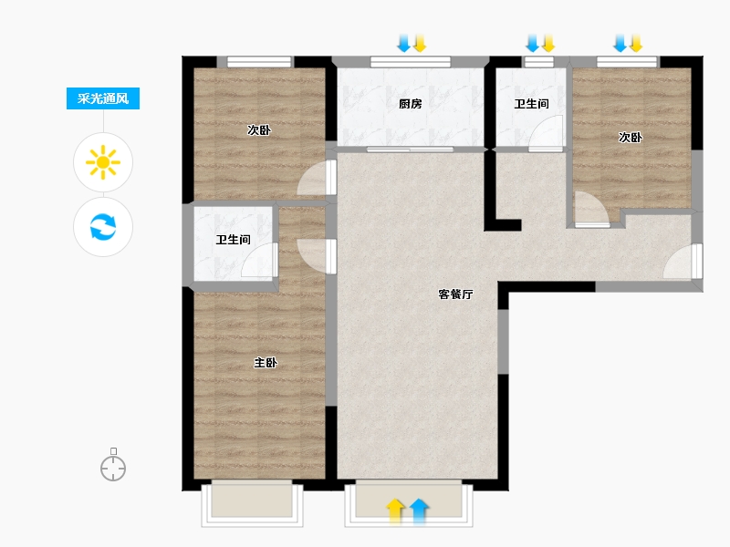 新疆维吾尔自治区-乌鲁木齐市-德泰·南湖居-81.46-户型库-采光通风