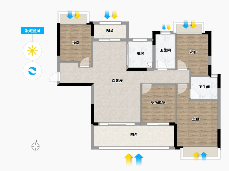 湖北省-宜昌市-丰辰紫云台-102.25-户型库-采光通风