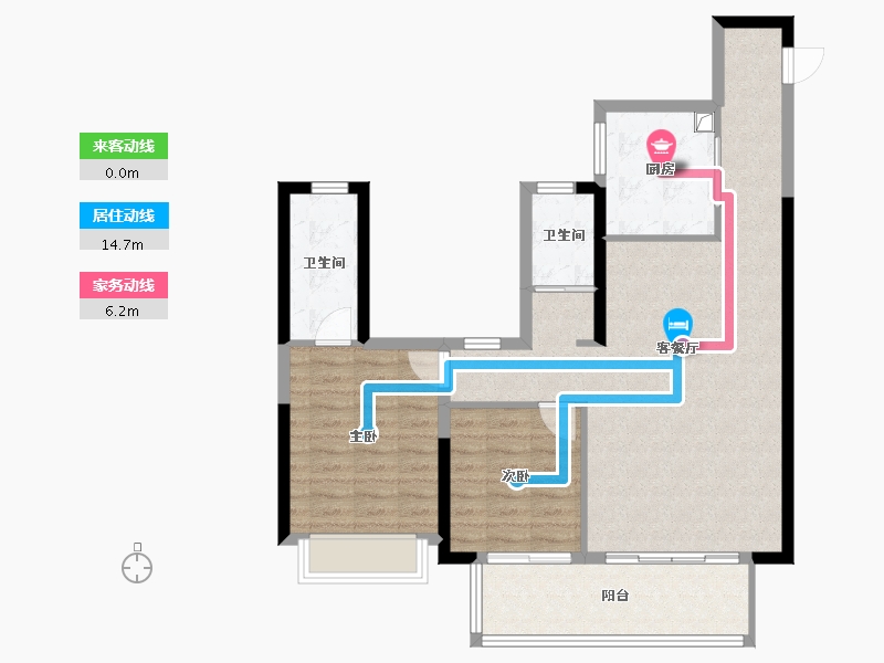 陕西省-咸阳市-华泰西苑·臻园-86.69-户型库-动静线