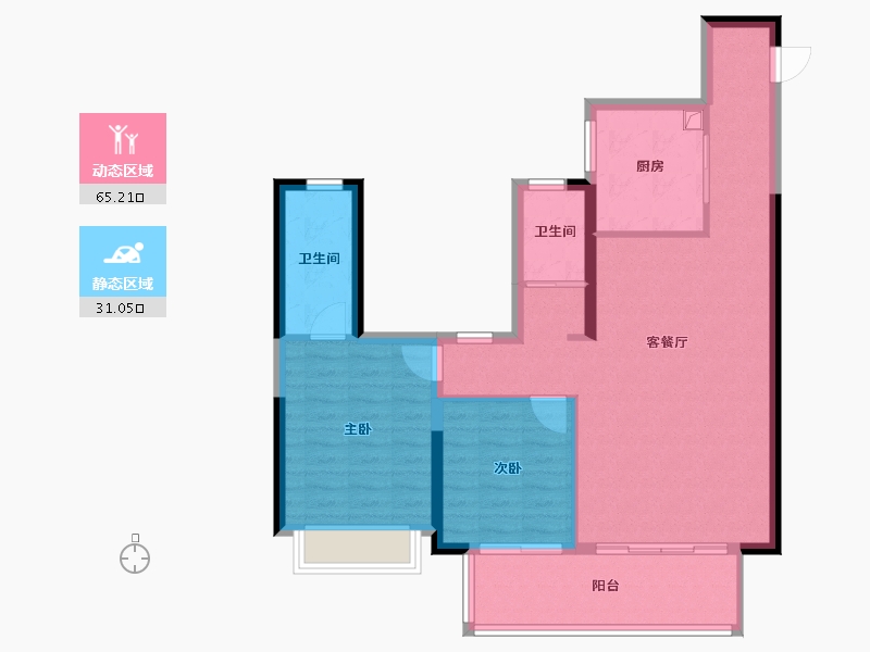 陕西省-咸阳市-华泰西苑·臻园-86.69-户型库-动静分区