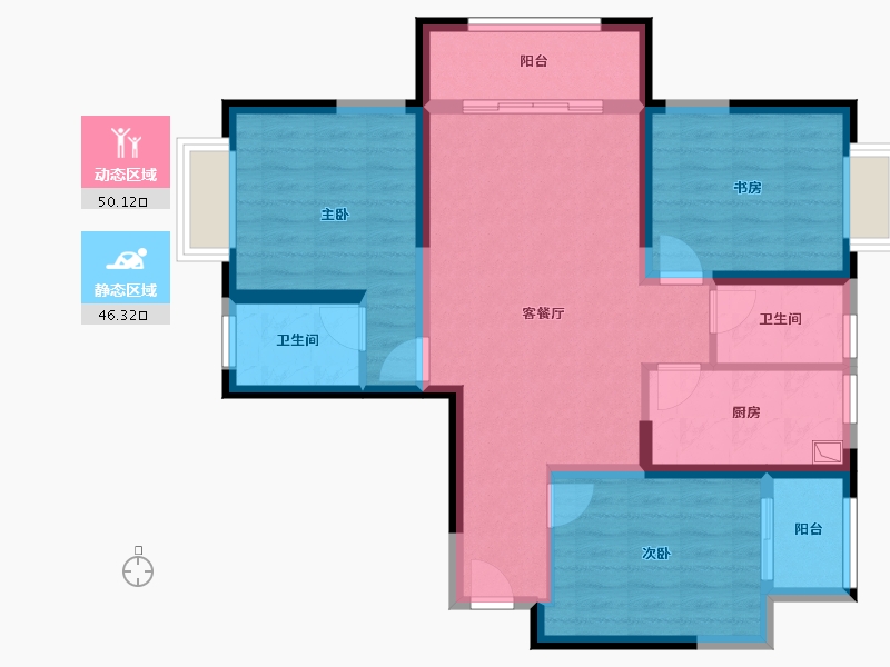 陕西省-渭南市-御林花苑-85.29-户型库-动静分区