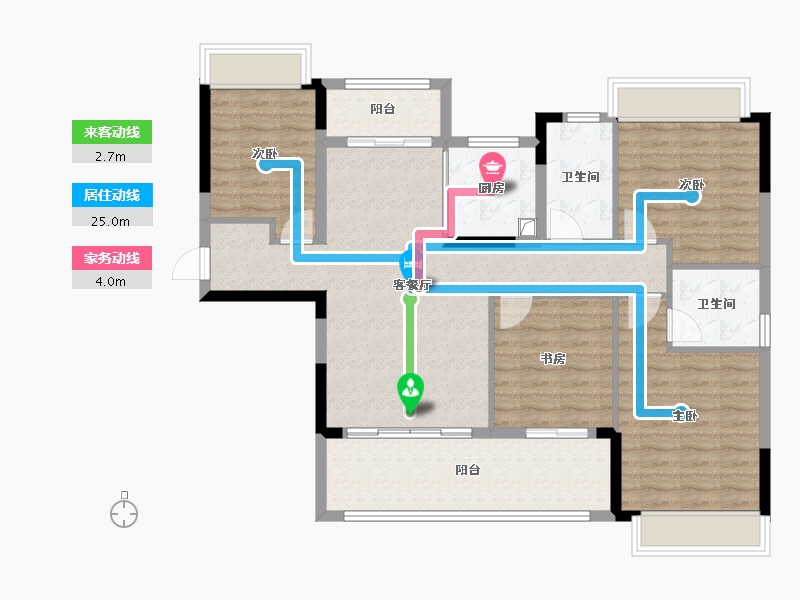 湖北省-宜昌市-丰辰紫云台-106.38-户型库-动静线