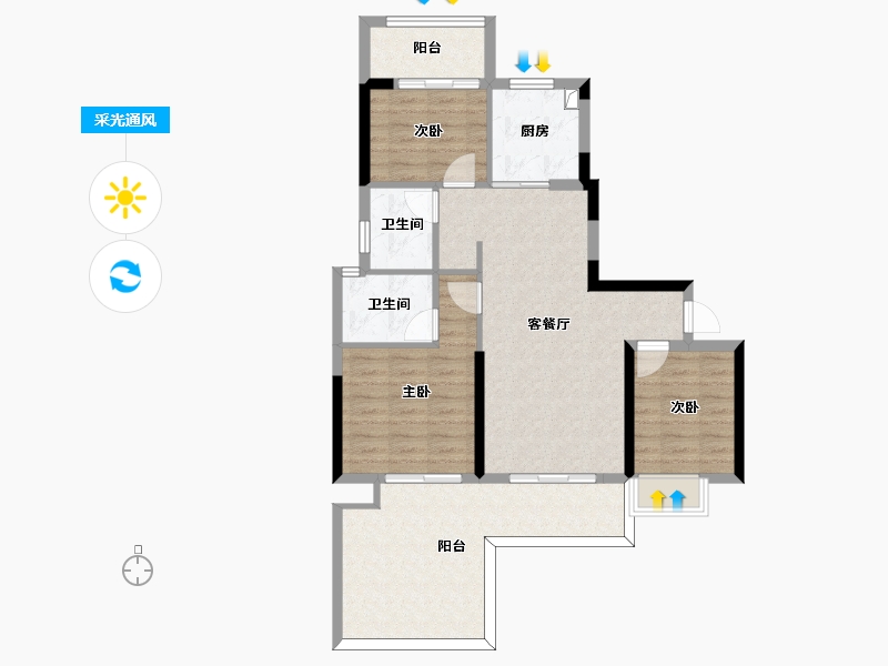 福建省-漳州市-湖湾之尚-90.00-户型库-采光通风