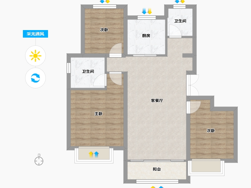 河北省-邢台市-遇建坤和苑-75.84-户型库-采光通风