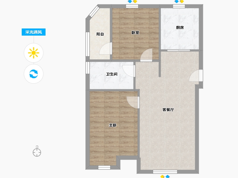 山东省-青岛市-翡翠公元-65.70-户型库-采光通风