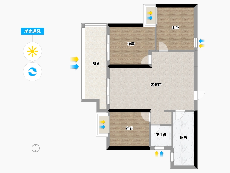 安徽省-阜阳市-堂前樾-79.00-户型库-采光通风