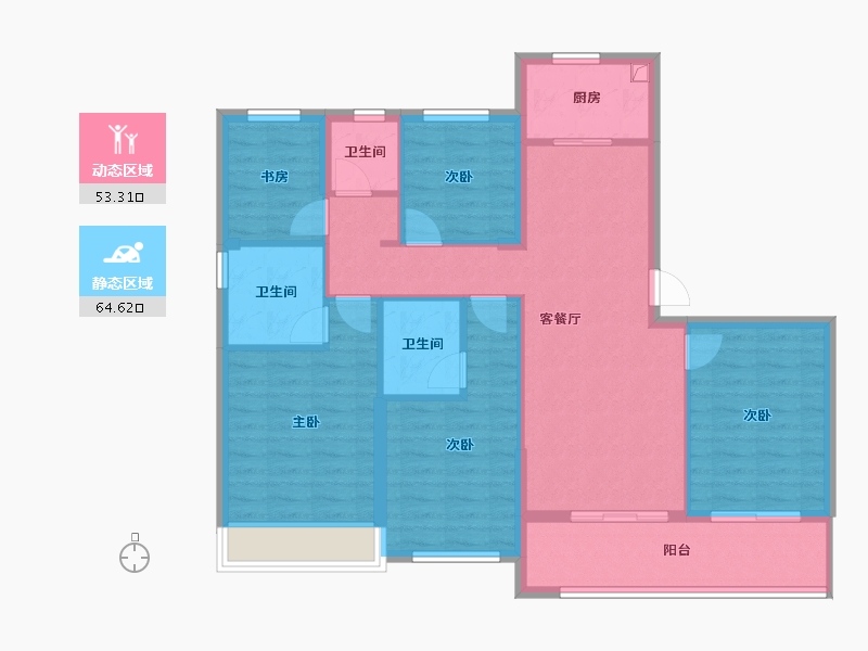 浙江省-杭州市-滨江半岛印象-106.00-户型库-动静分区