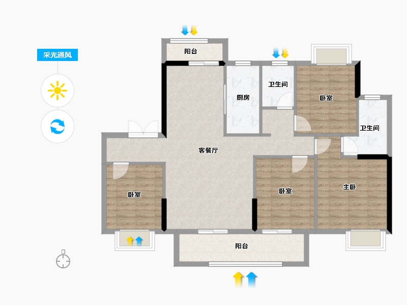 江西省-赣州市-嘉福里小区-108.00-户型库-采光通风