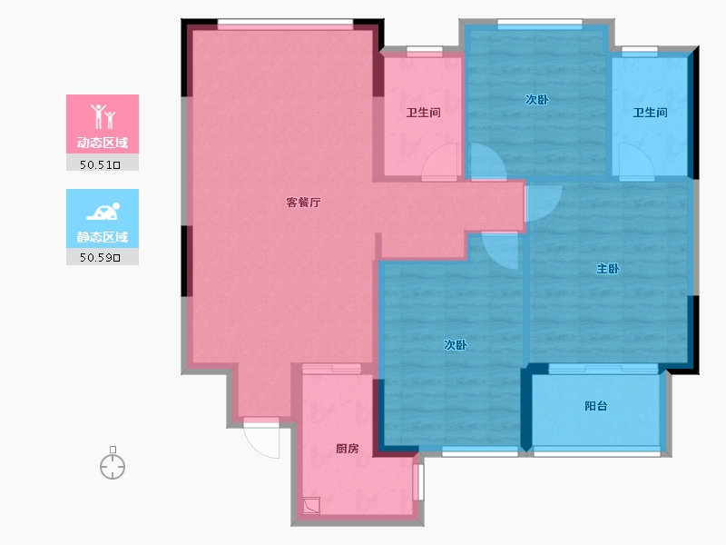 河南省-郑州市-鑫生坤悦居-91.20-户型库-动静分区