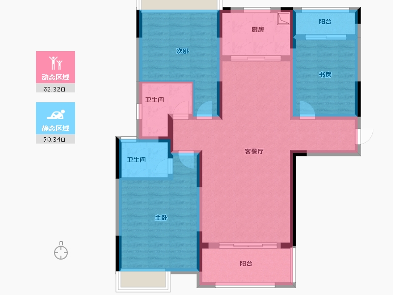 河南省-焦作市-屹峰公园壹号院-100.24-户型库-动静分区