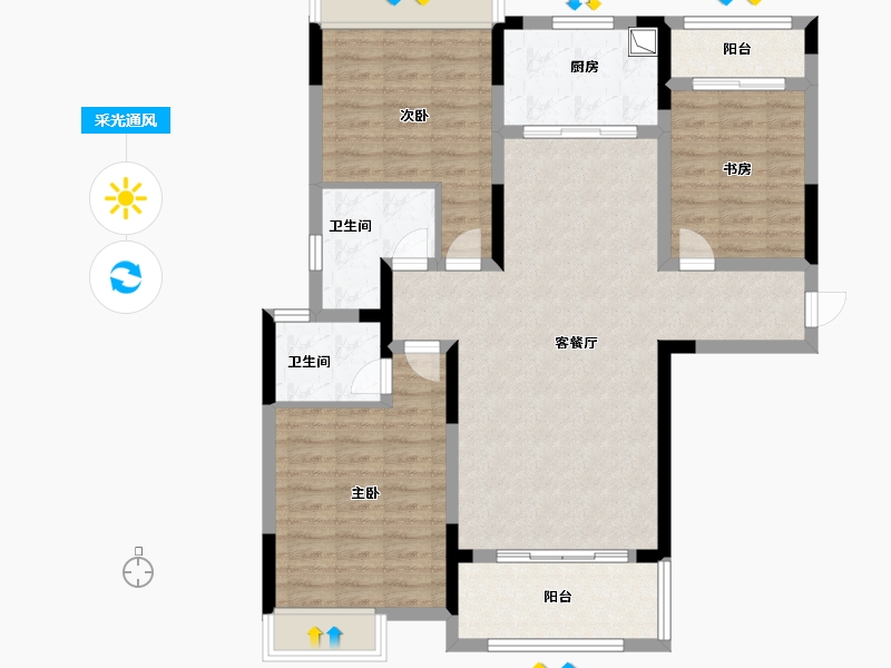 河南省-焦作市-屹峰公园壹号院-100.24-户型库-采光通风