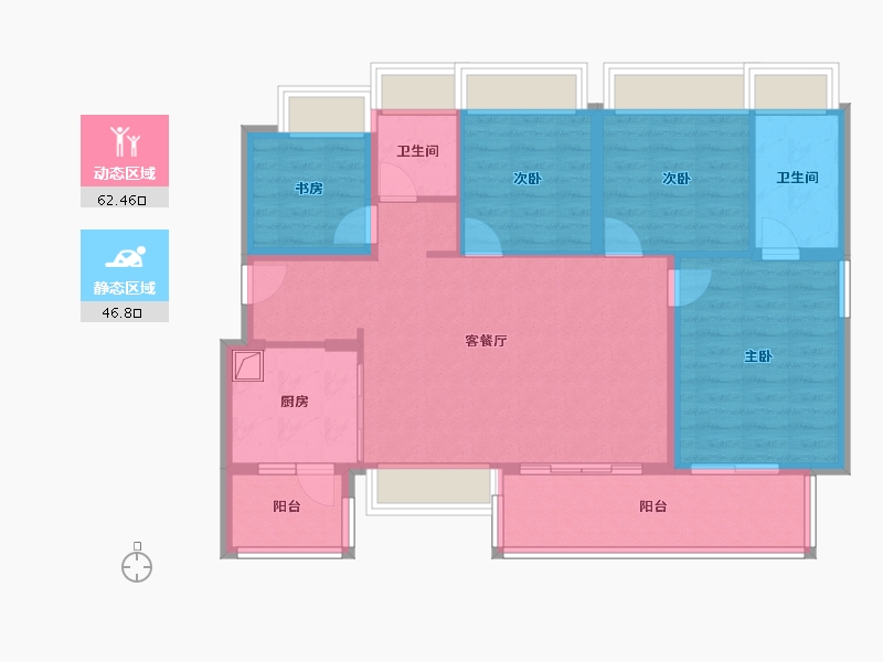 广东省-深圳市-万丰海岸城瀚府二期-97.93-户型库-动静分区