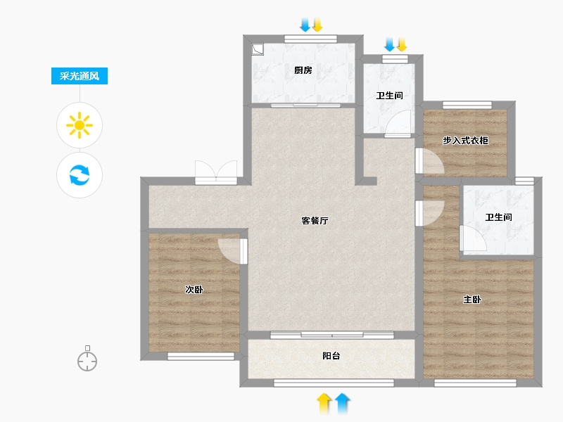 山东省-泰安市-绿城·桂语山河-87.61-户型库-采光通风