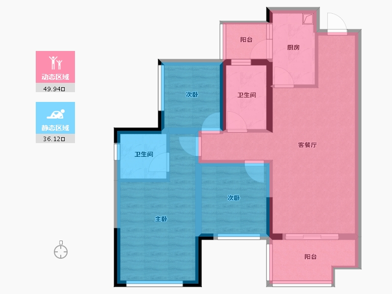 四川省-宜宾市-三江未来城-75.50-户型库-动静分区