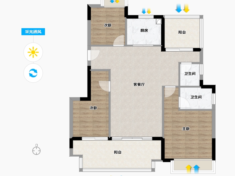 海南省-三亚市-昊瑞·海悦半岛-93.17-户型库-采光通风